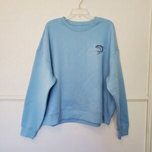 Original Use Mens Fishing Club Graphic Sweatshirt Blue Crew Neck Large NWT